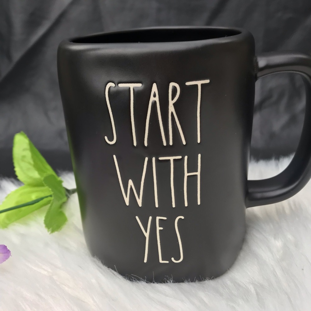 Rae Dunn "START WITH YES" Mug new color black - Picture 1 of 3